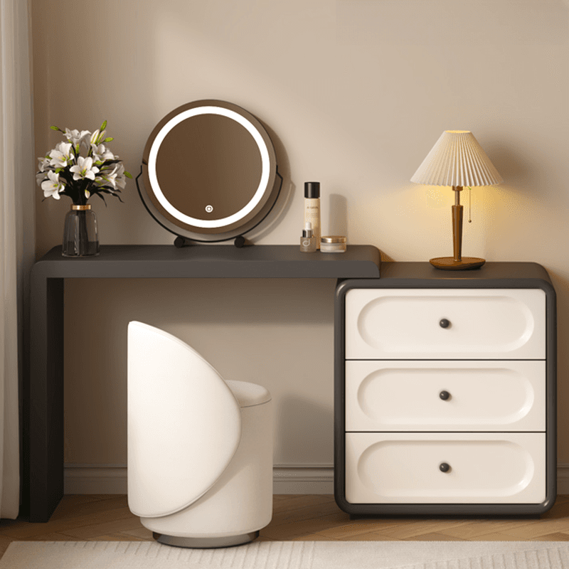 Midnight Black Scalable Makeup Vanity for Sleeping Room with Push-Pull Feature