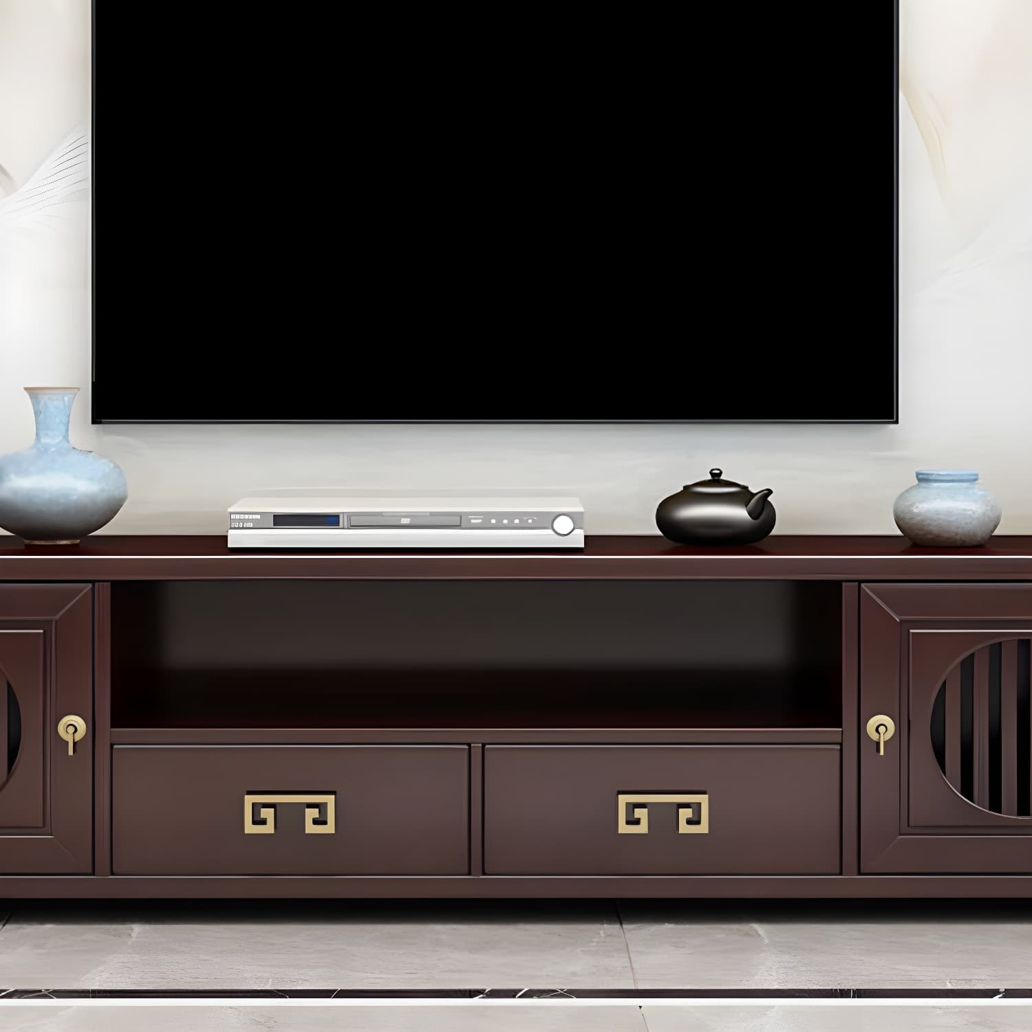 Solid Wood TV Cabinet Traditional Style Household Simple Open TV Stand Console - image 7