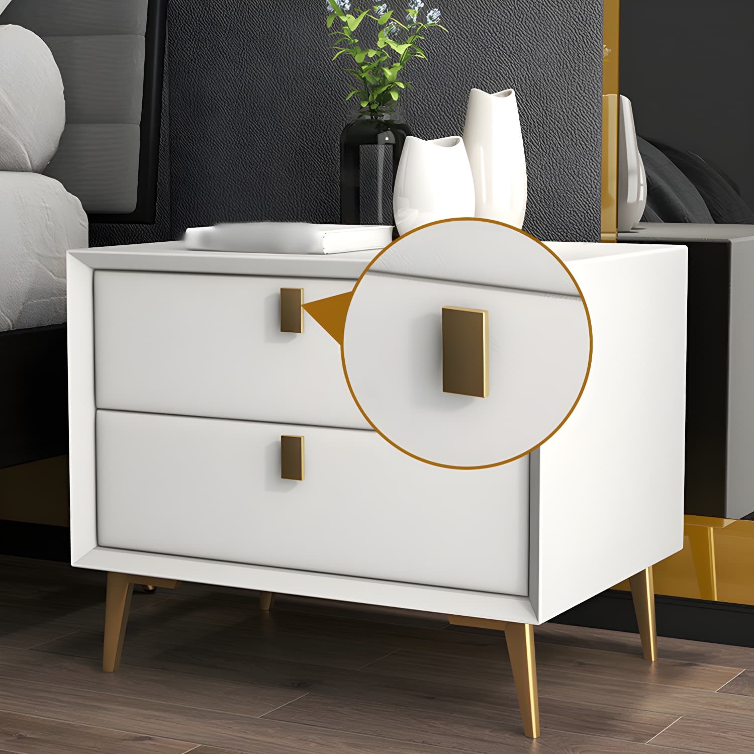 Glam 19'' Tall Bed Nightstand Solid Wood 2-drawer Legs Included Accent Table Nightstand - image 20