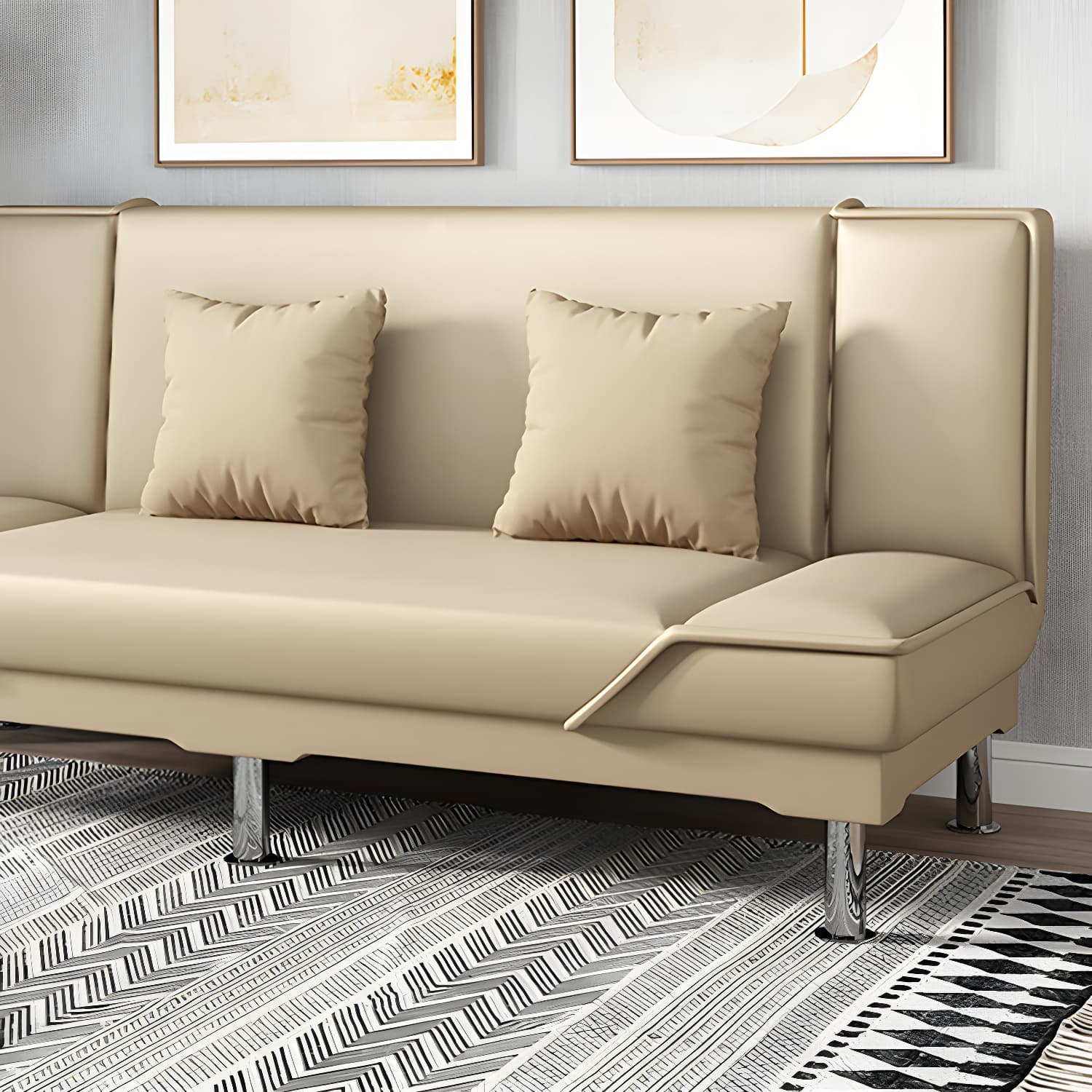 Armless Settee with Cotton Blend 19.68" W Convertible Sleeper Sofa for Living Room - image 16