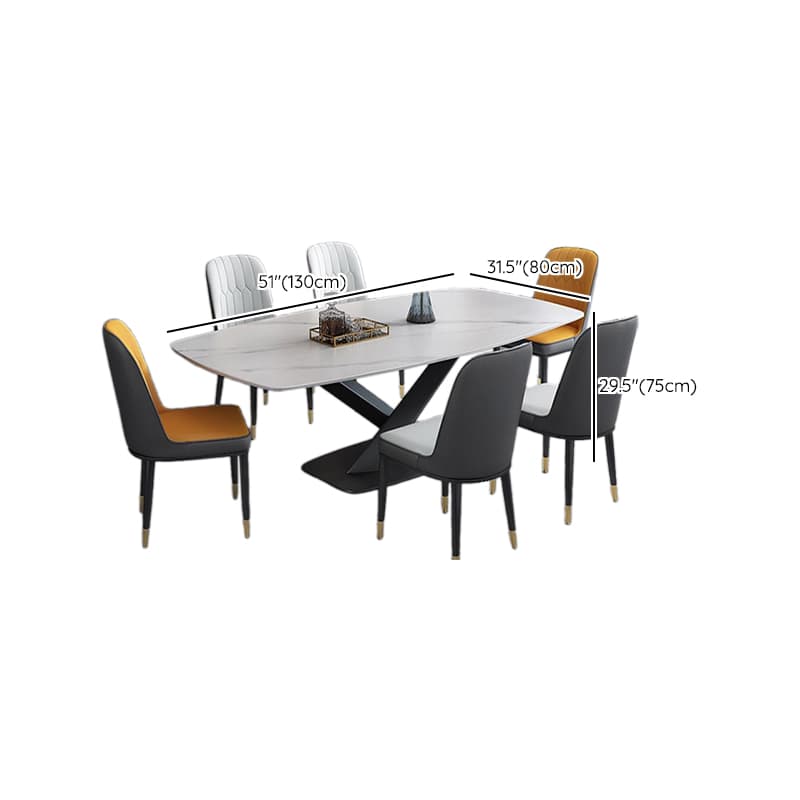 Dining Table Set in Minimalist Style with White Slate Top, Stump Base, Padded Chair with Back - image 10