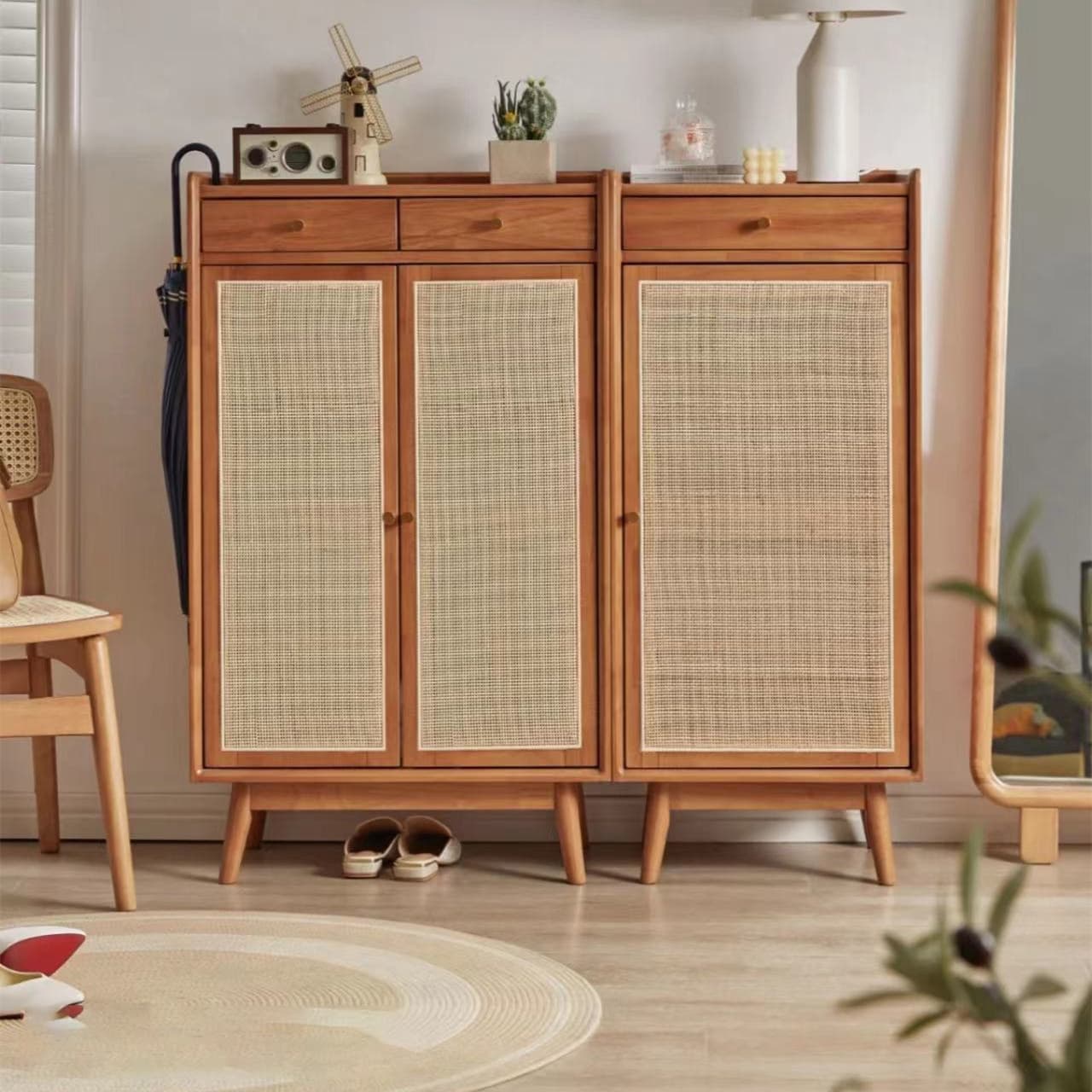 Mid-Century Modern Rectangle Storage Cabinet Natural Finish Accent Cabinet - image 3
