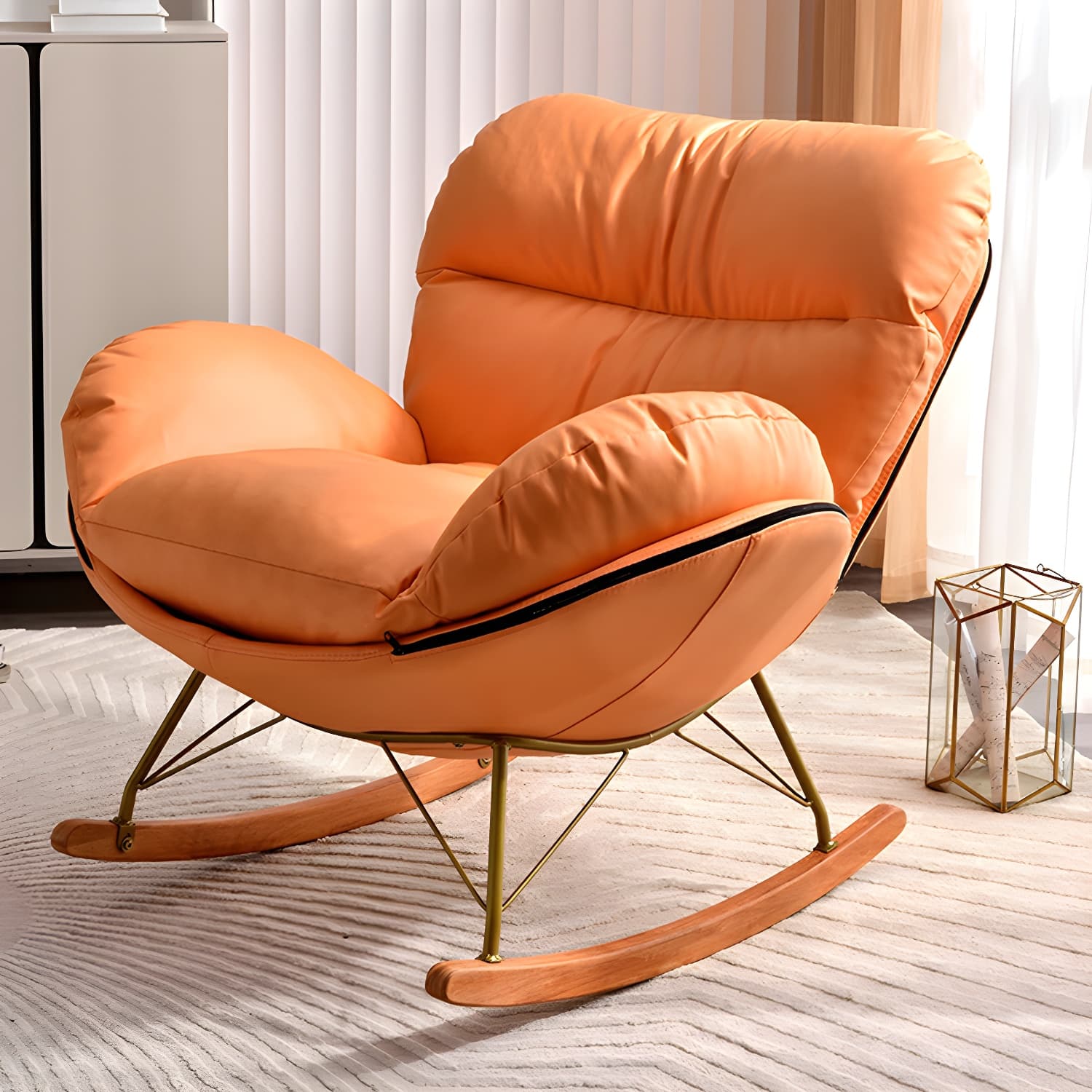 Modern Upholstered Indoor Rocking Chair with Removable Cushions and Slipcover for Enhanced Comfort - image 8