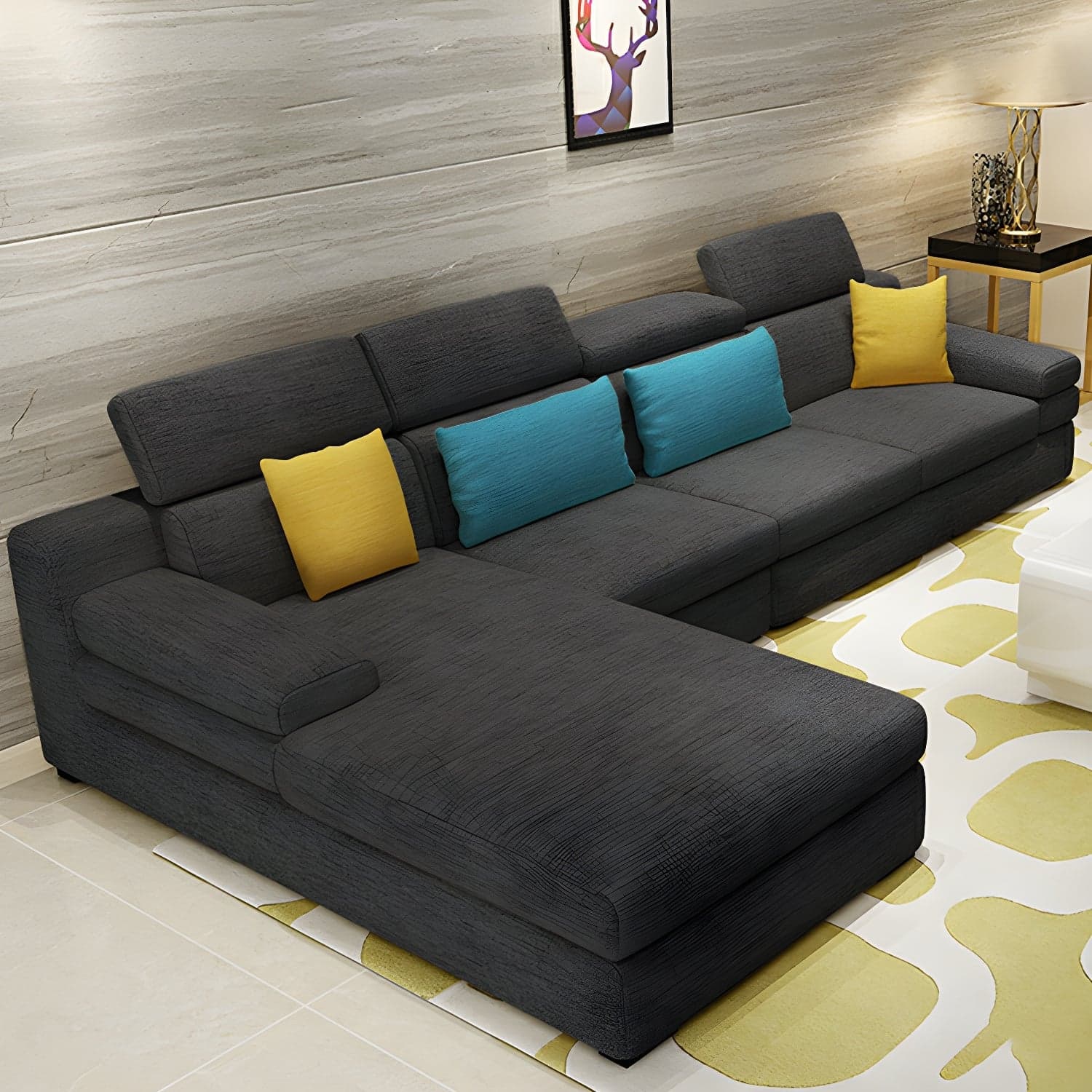Modern L-Shape Sofa Chaise in Large Size with Cushion Back and Sponge Seat Fill - image 4