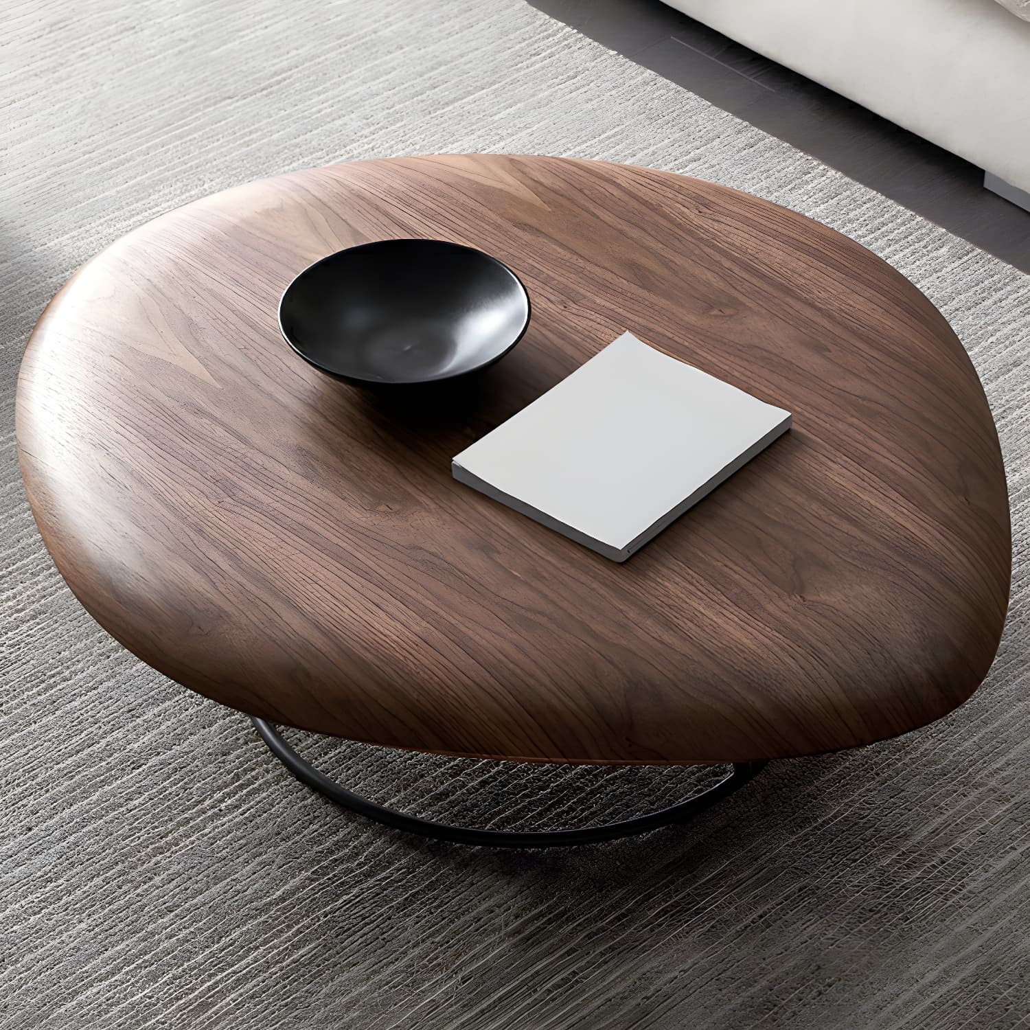 Modern Free Form Wood Coffee Table with Black Metal Frame - Storage Not Included - image 12