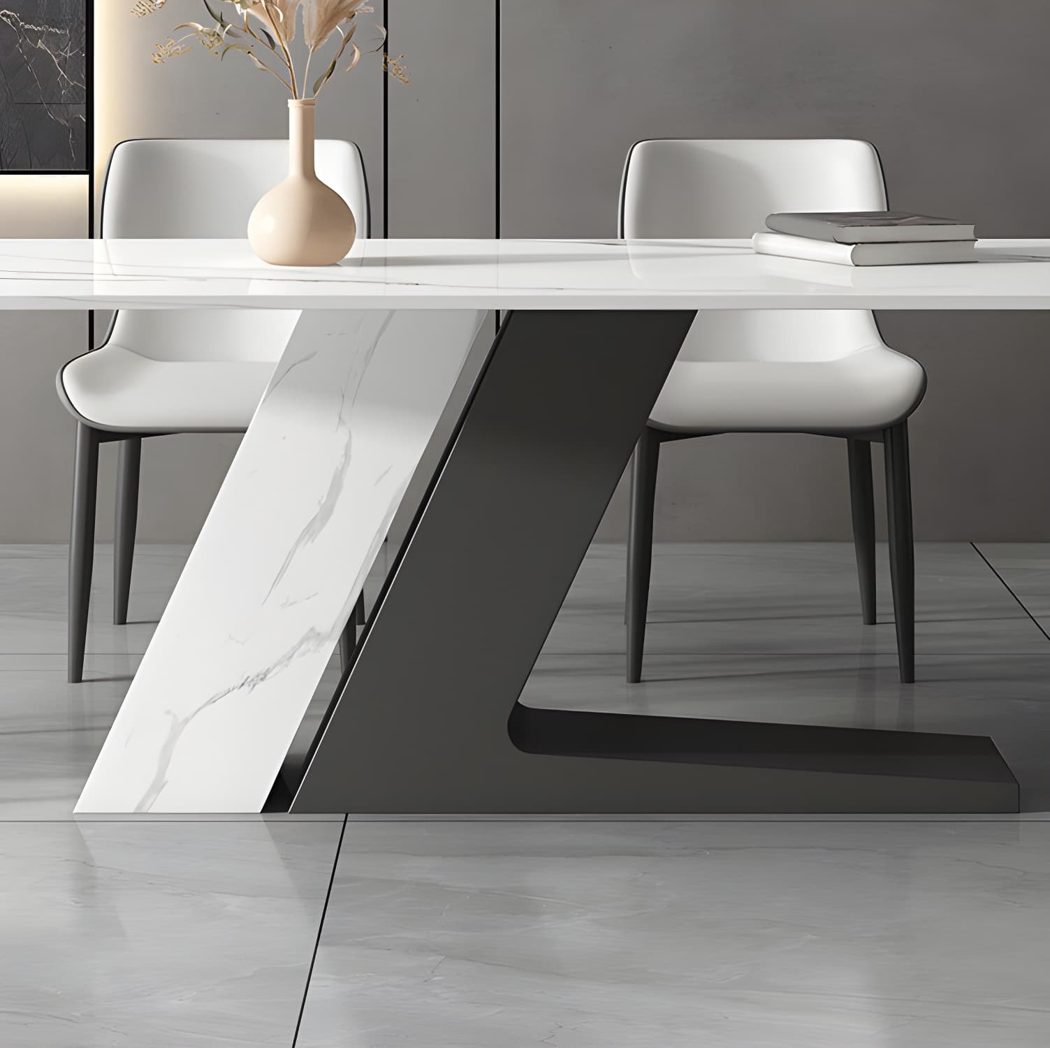 Modern White Stone Top Dinette Table Set 1/4/5/7 Pieces Dining Set with Padded Chairs - image 9
