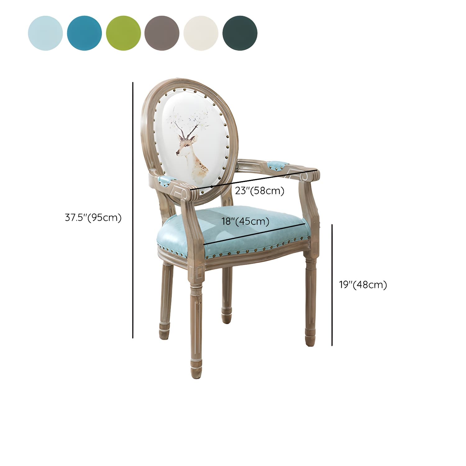 French Country Upholstered Armless Chair Home Solid Wood Dining Chair - image 29
