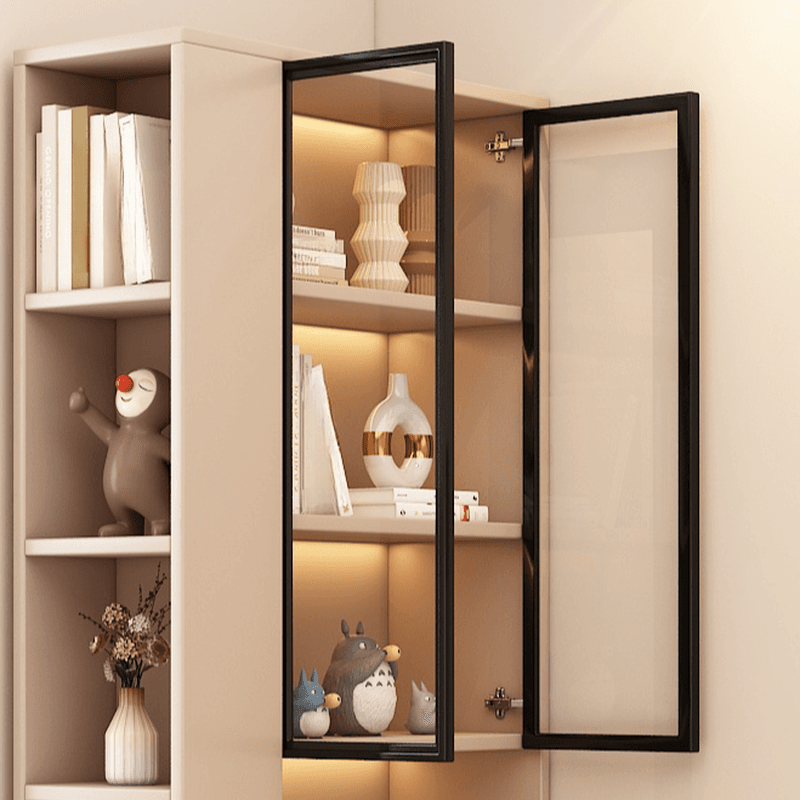 Detached Damp-proof Scratch-immune Accent Cabinet with 4 Exterior Shelves, Glazed Door, Chalk/Sepia Top, and Soft Close Drawer - image 7