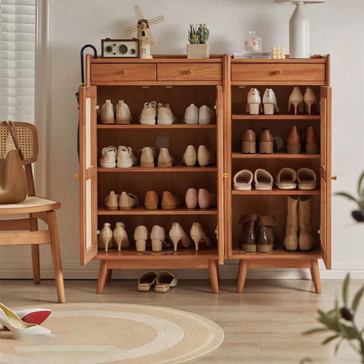 Mid-Century Modern Rectangle Storage Cabinet Natural Finish Accent Cabinet - image 10