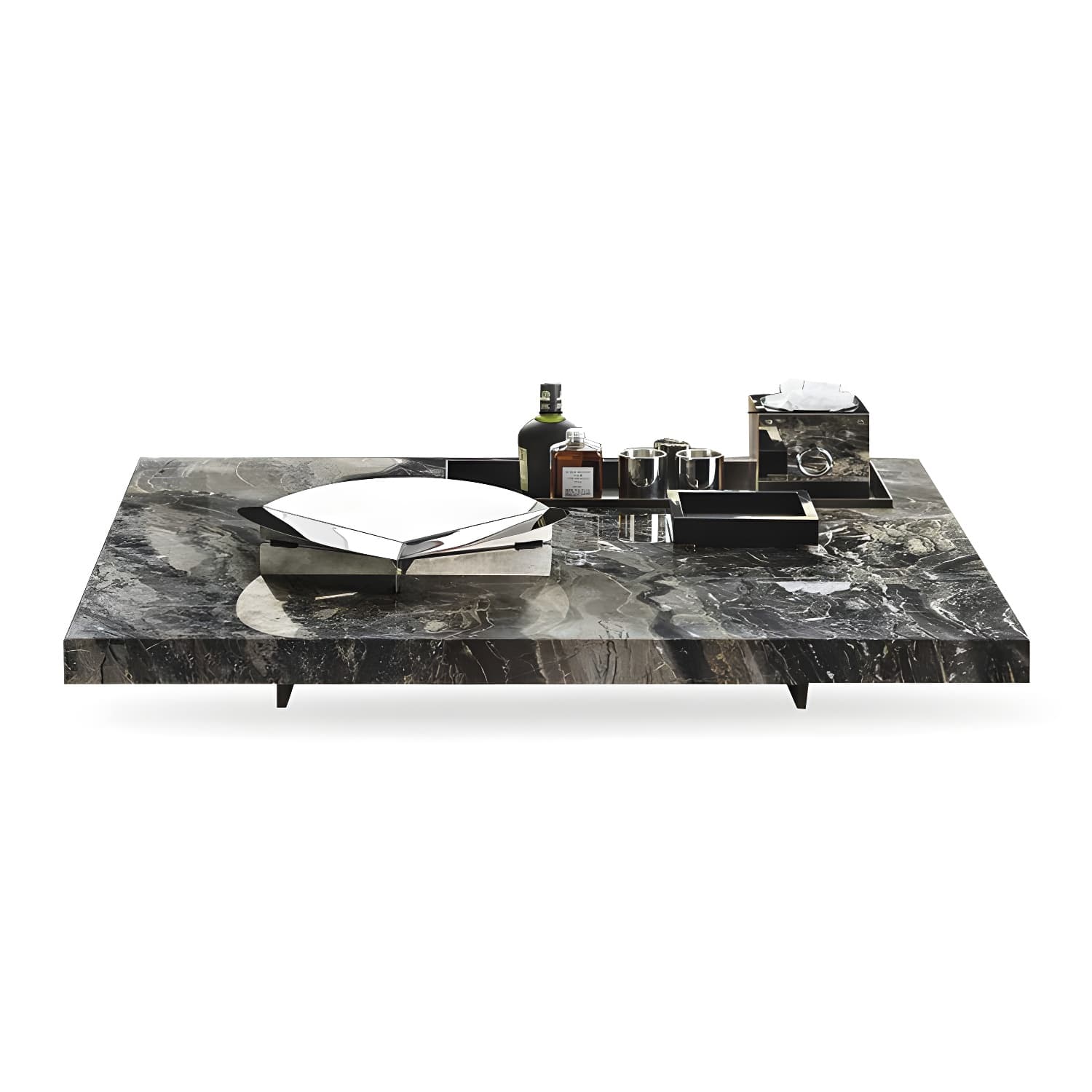 No Distressing Coffee Table Pedestal Faux Marble Square Cocktail Table - image 6