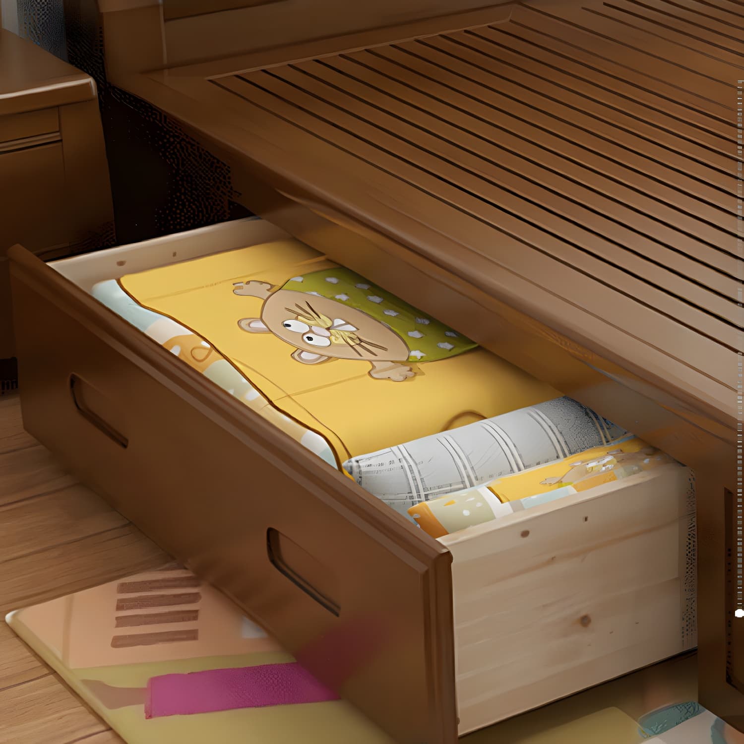 84.65 inch Wide Traditional Bed Frame Rubberwood Standard Bed with Headboard - image 7
