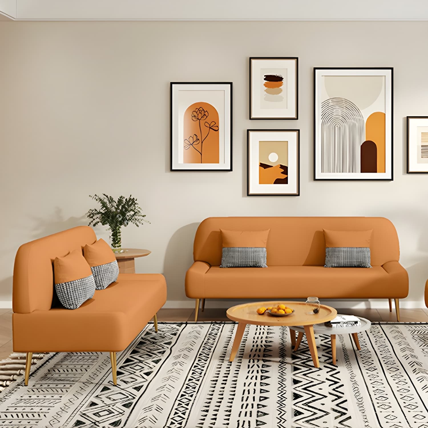 Scandinavian Faux Leather Small Size Sofa with Armless Design in Solid Color - image 9