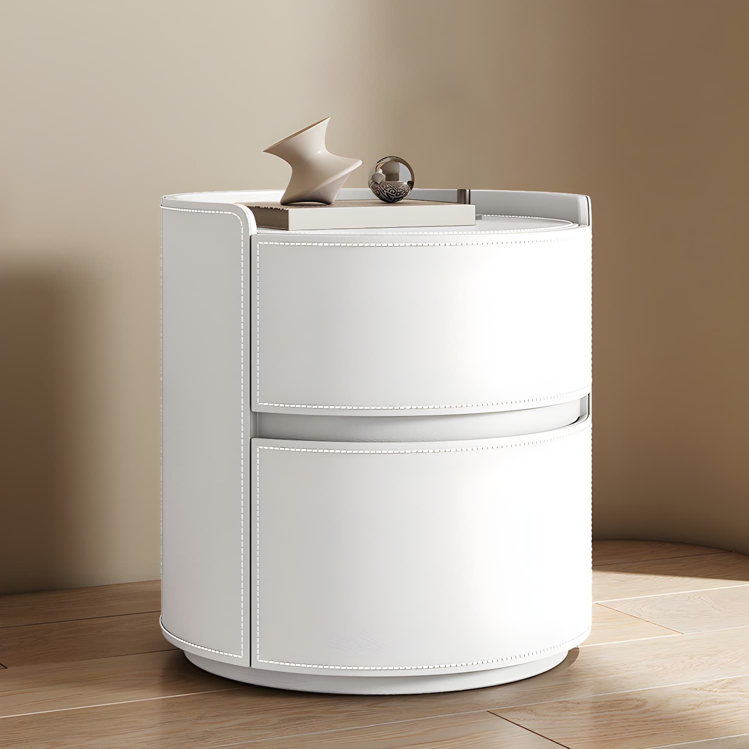 Modern Wood Nightstand with 2 Drawers and No Distressing Brown Color - image 10