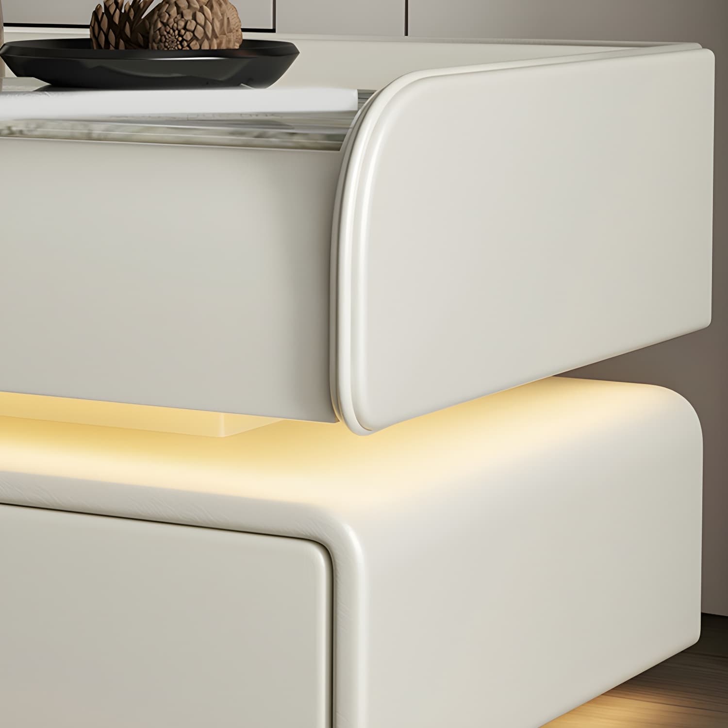 Modernism Bedside Cabinet Made from Leather and Wood for Bedroom - image 10