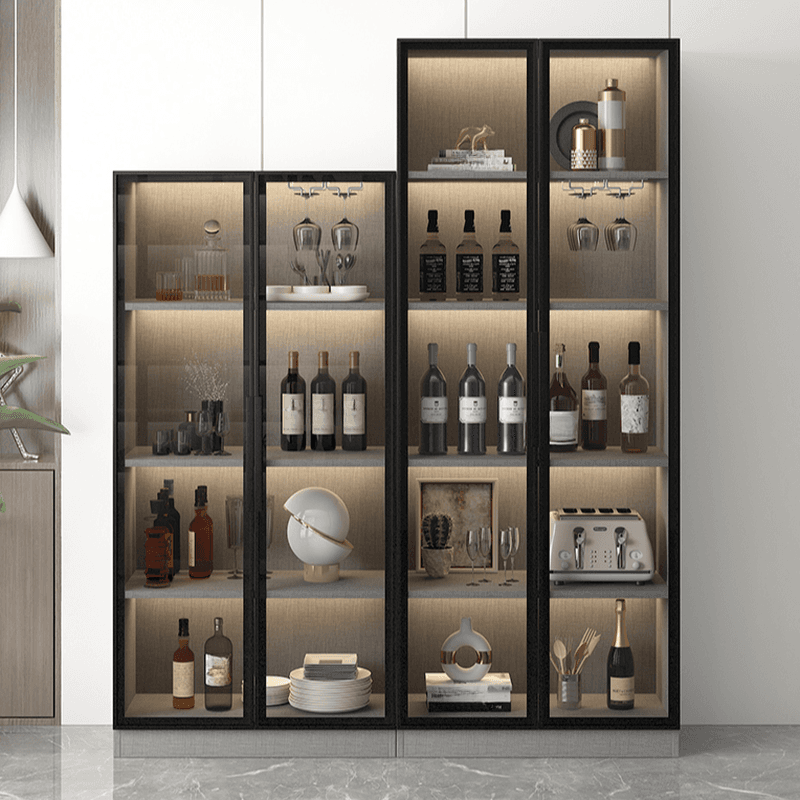Scratch-repellent Utility Storage Cabinet with Storage Cabinet, Glass-panel Door, Handle Bars in Dark Gray/White, Stain Resistant, Light Included - image 4