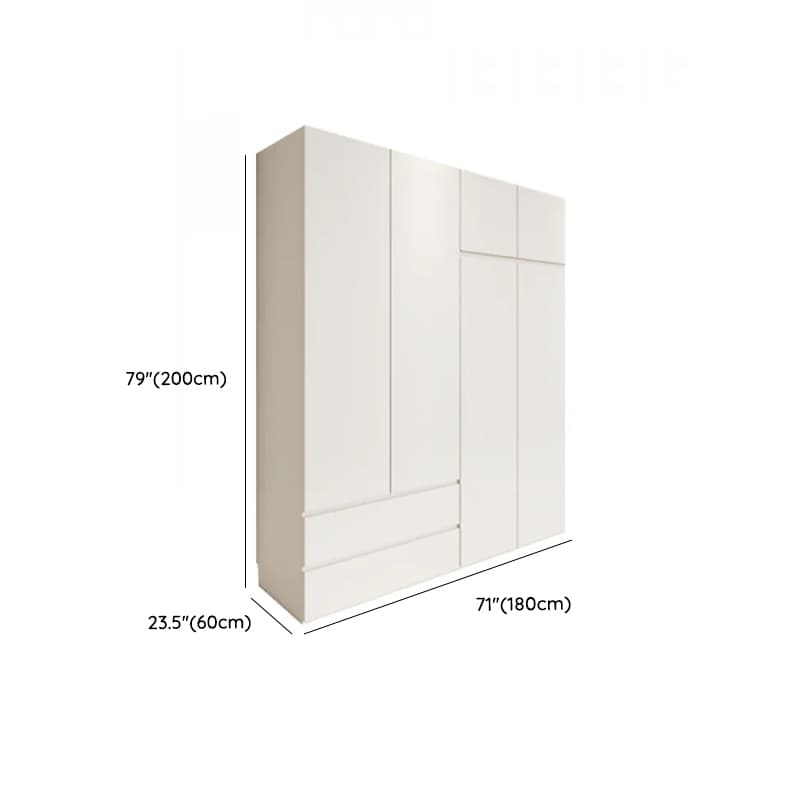 White Minimalist Manufactured Wood Independent Wardrobe Closet with Soft Close Drawer, Soft Close Door, and Interior Shelves - image 13