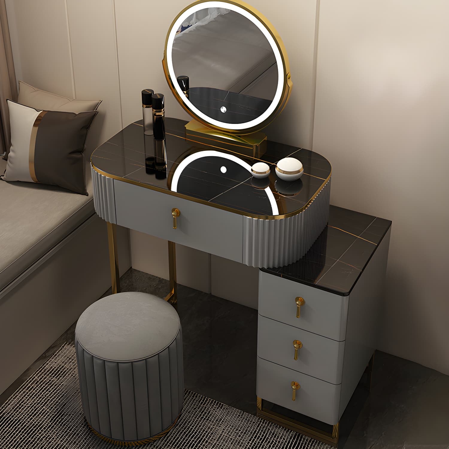 Contemporary Makeup Vanity Desk Table 29.9" H Bedroom Makeup Counter - image 16