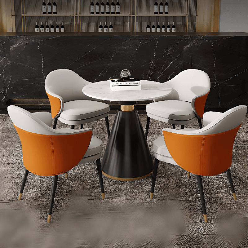 Glamorous Rounded Stone Dining Table for 2, Scratch-proof and Fixed Mechanism - image 6