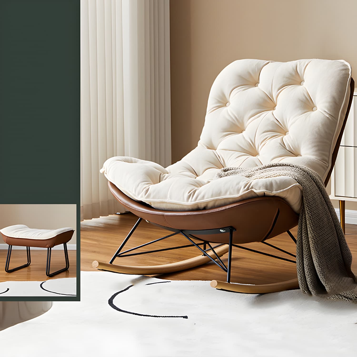 Modern Upholstered Metal Rocking Chair for Chic and Comfortable Seating Experience - image 9