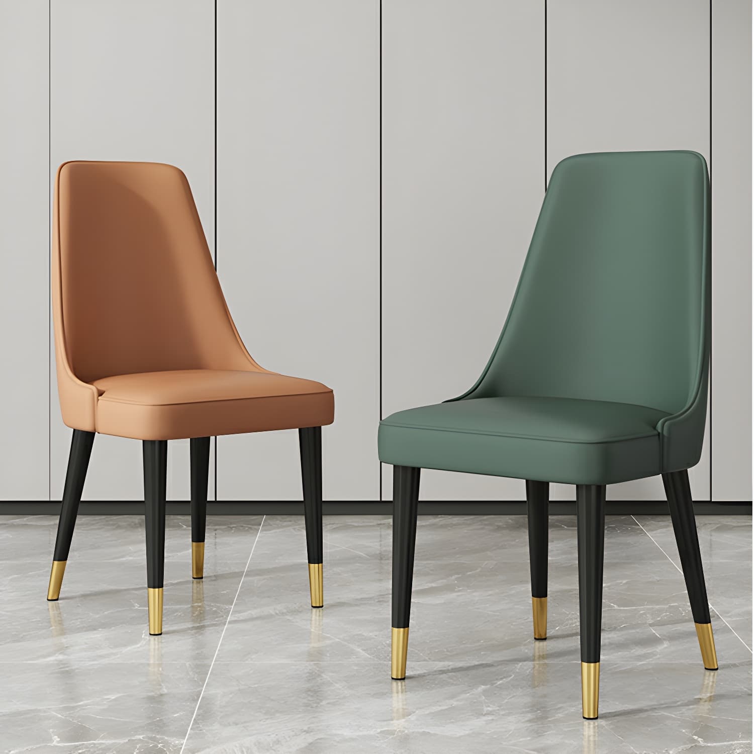 Mid-Century Modern Armless Faux Leather Kitchen and Dining Side Chair in Parsons Style - image 15