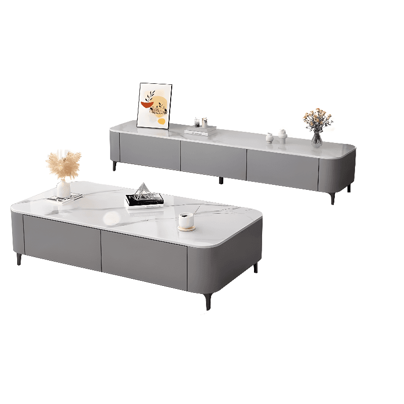 Rectangular Glass TV Stand with 3-Drawer in an Art Deco Style - image 5