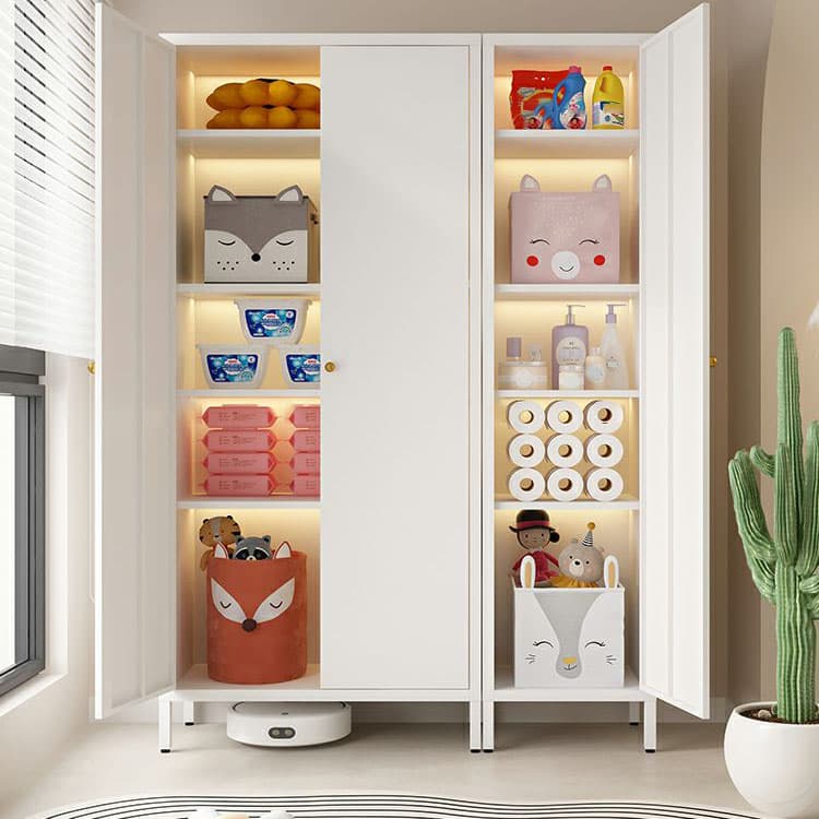 Modern Lacquered Finish Metal Accent Cabinet with 5 Cabinets and Adjustable Shelves - image 10