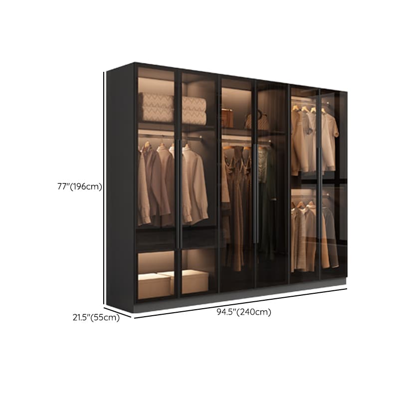 Ink-Colored Manufactured Wood Detached Wardrobe Closet with Soft Close Drawer, Door, Interior Shelves, and Clothing Rod - image 14