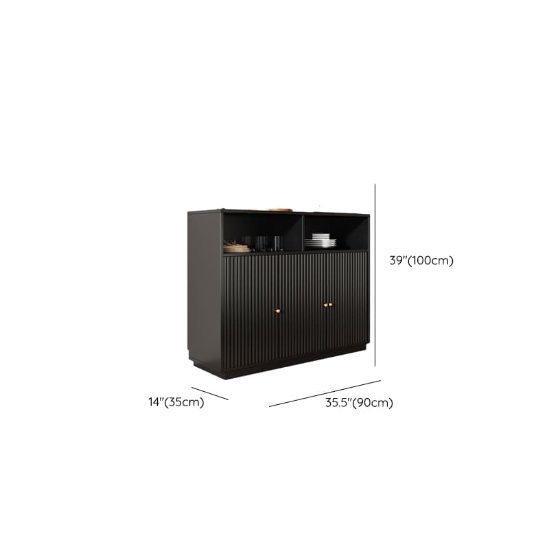 Standard/Narrow Midnight Black Lumber Cupboard 2 Shelves Pantry Hutch Glass-panel Door Sideboard - image 10