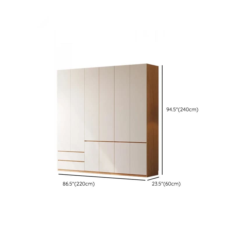 White Minimalist Manufactured Wood Wardrobe Closet with Soft Close Drawer, Soft Close Door, Interior Shelves, and Clothing Rod - image 23