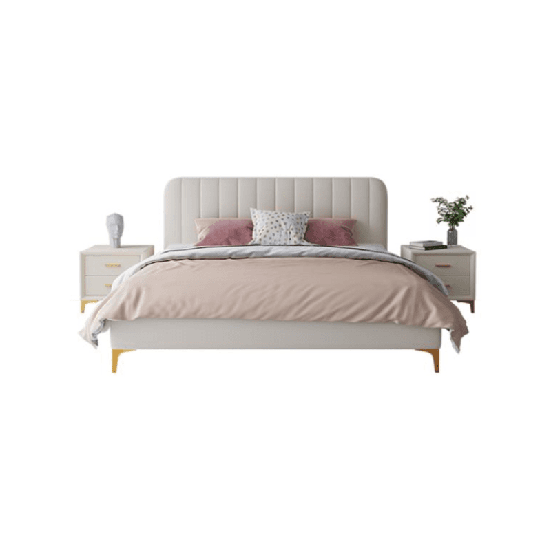 Modern Simple Style Solid Color Platform Bed with Padded Frame and Sponge Upholstery for Bedroom - image 11