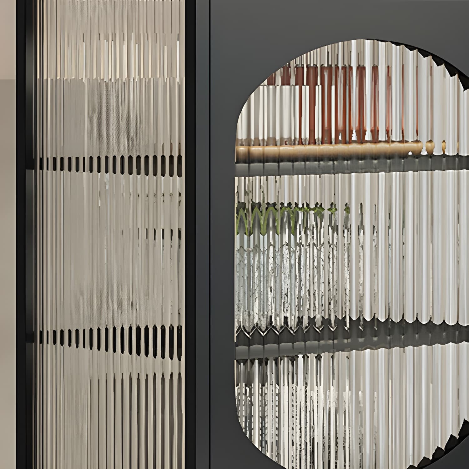 Modern Indoor Dining Server with Glass Doors Polished Finish Metal Sideboard - image 8