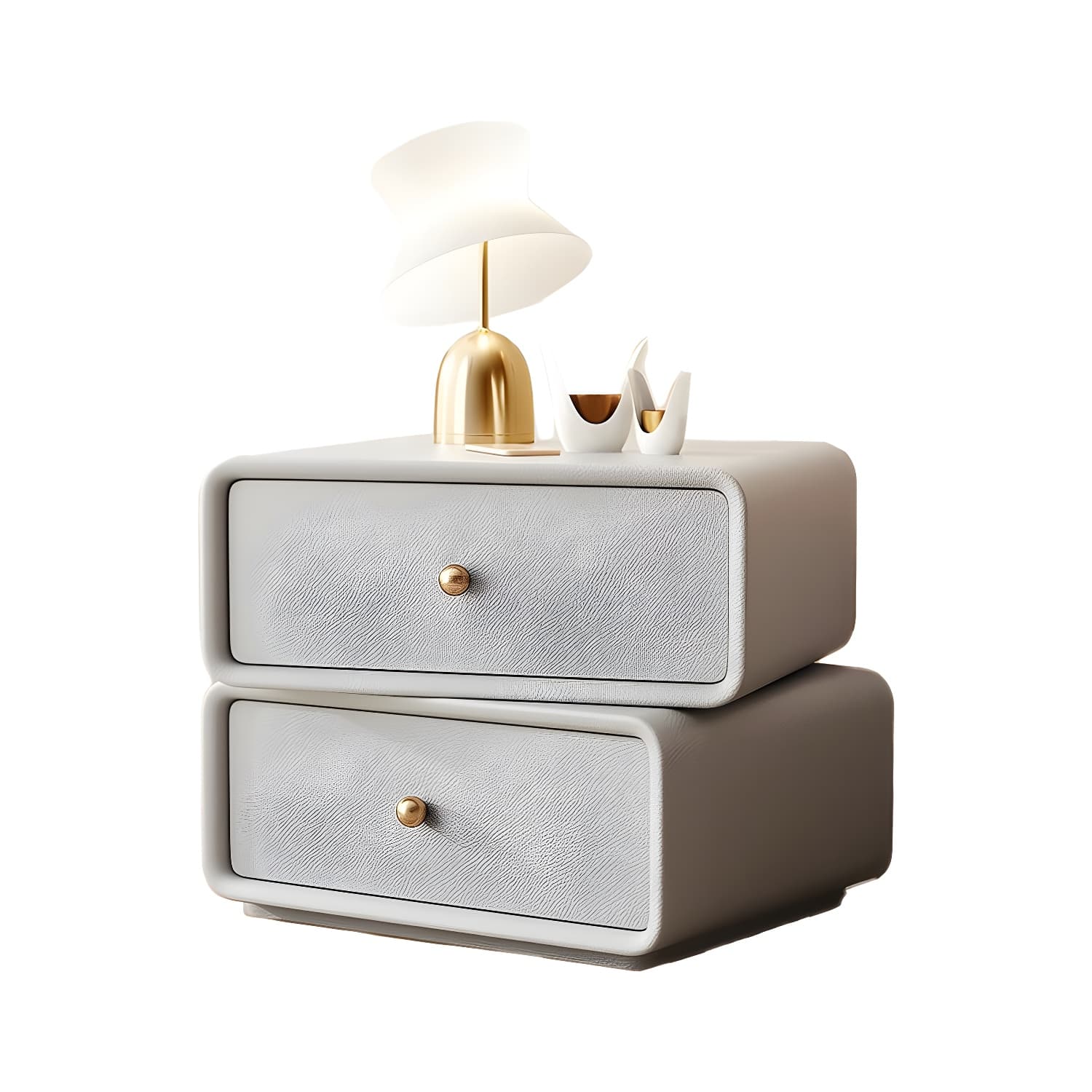 Modern Wood Nightstand with 2 Drawers - Faux Leather Countertop - Small and Stylish - image 18