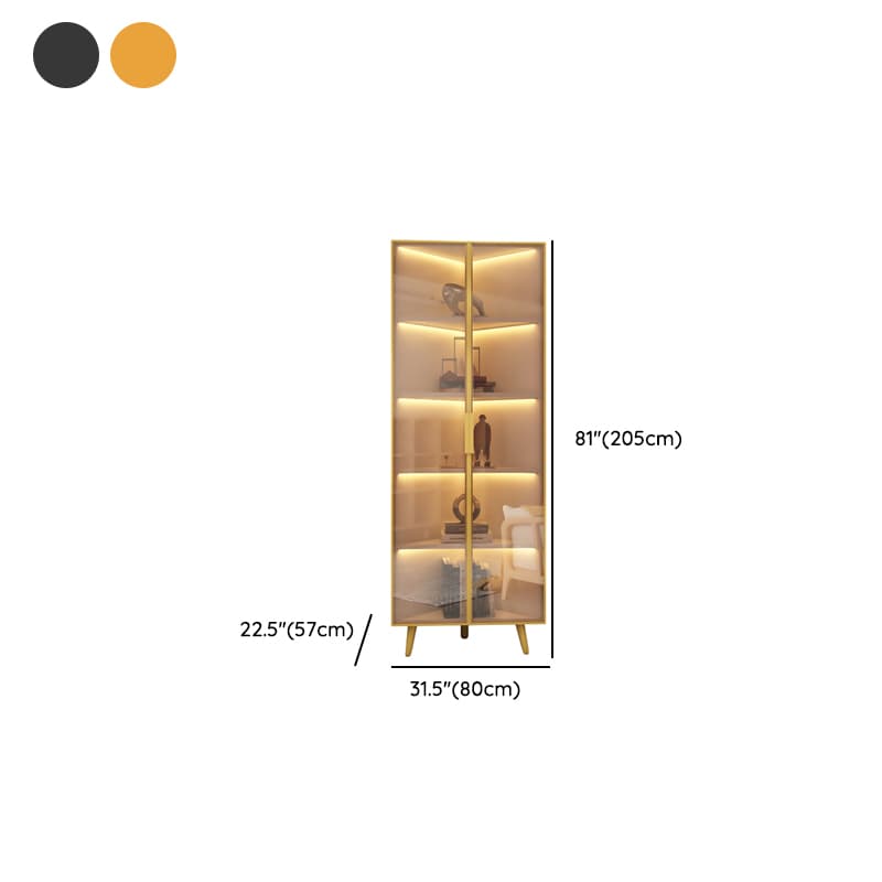 Modern Corner Accent Cabinet with Glass Doors and Metal Base without Light - image 15
