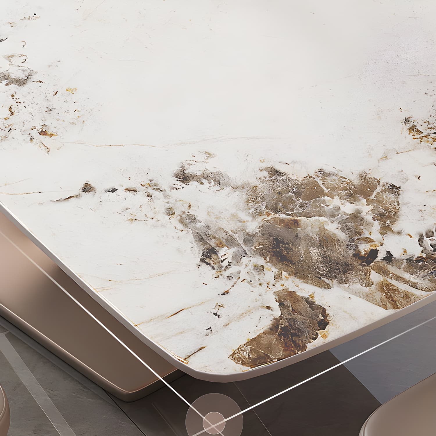 Modern Sintered Stone Top Dining Set Rectangle 1/2/5/7 Pieces Dinette Table Set in Gold - image 6