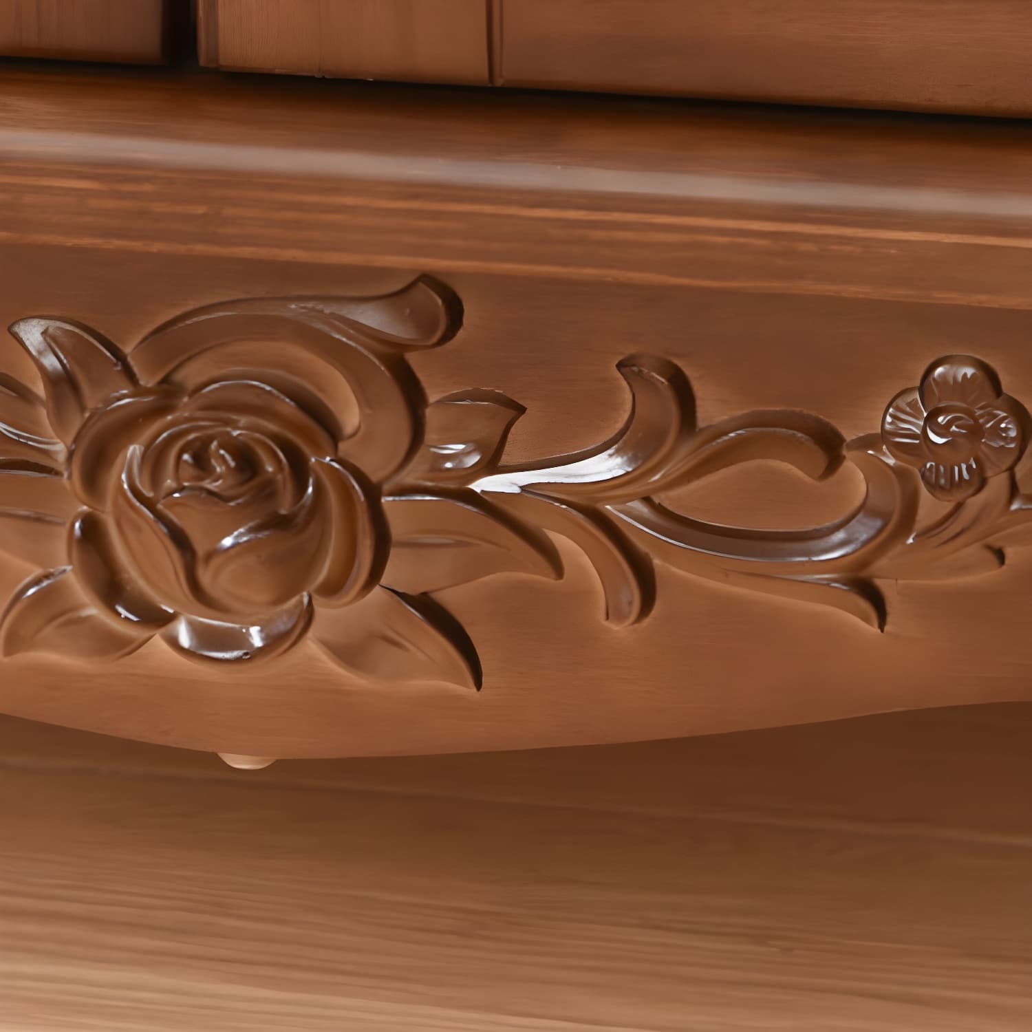 Traditional Solid Wood TV Cabinet Living Room Luxury TV Stand with Glass Doors - image 7