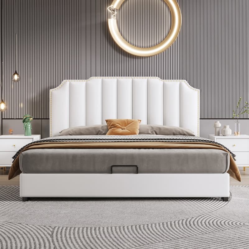 Solid Color Storage Bed/Platform Bed with Pine Wood Frame for Living Room