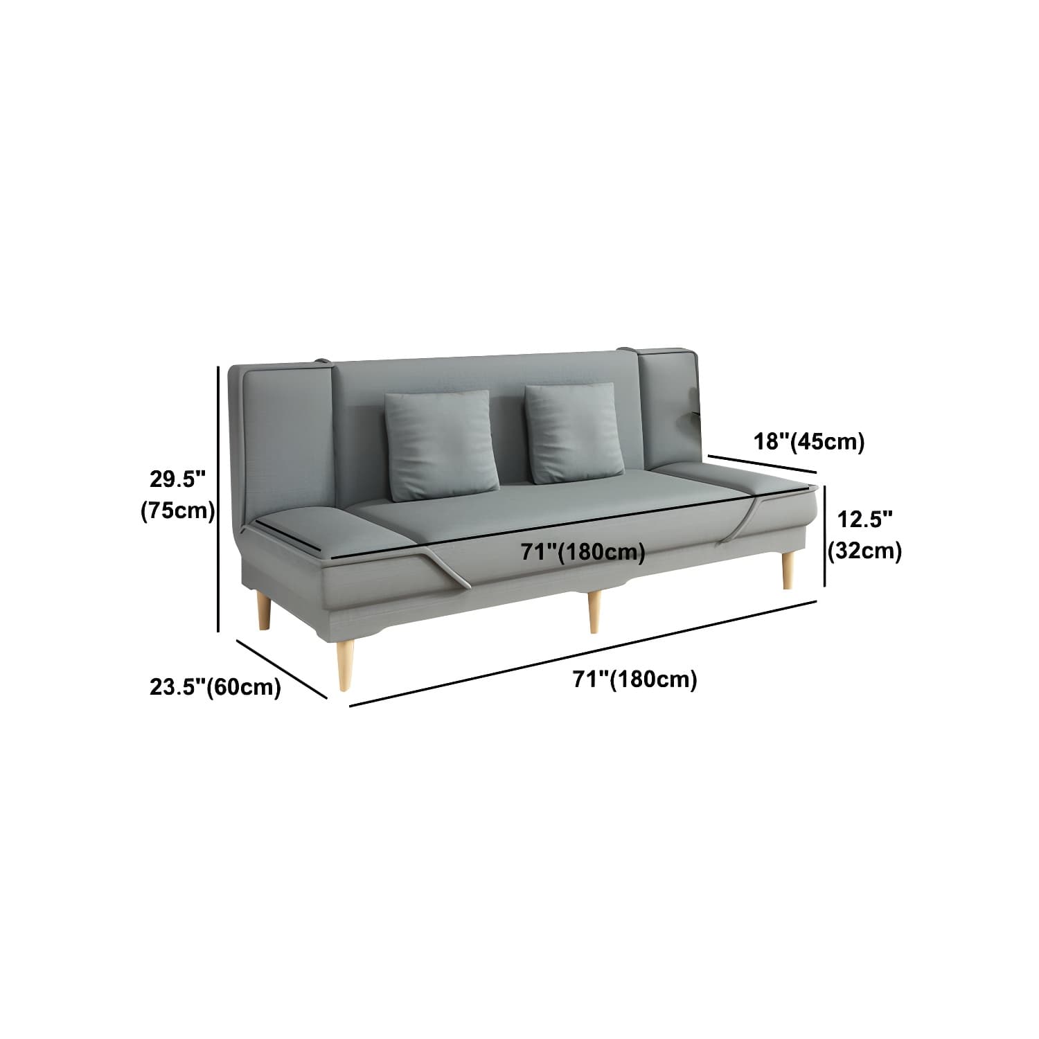 Contemporary Armless Convertible Sofa Linen Foldable Sofa for Apartment - image 24