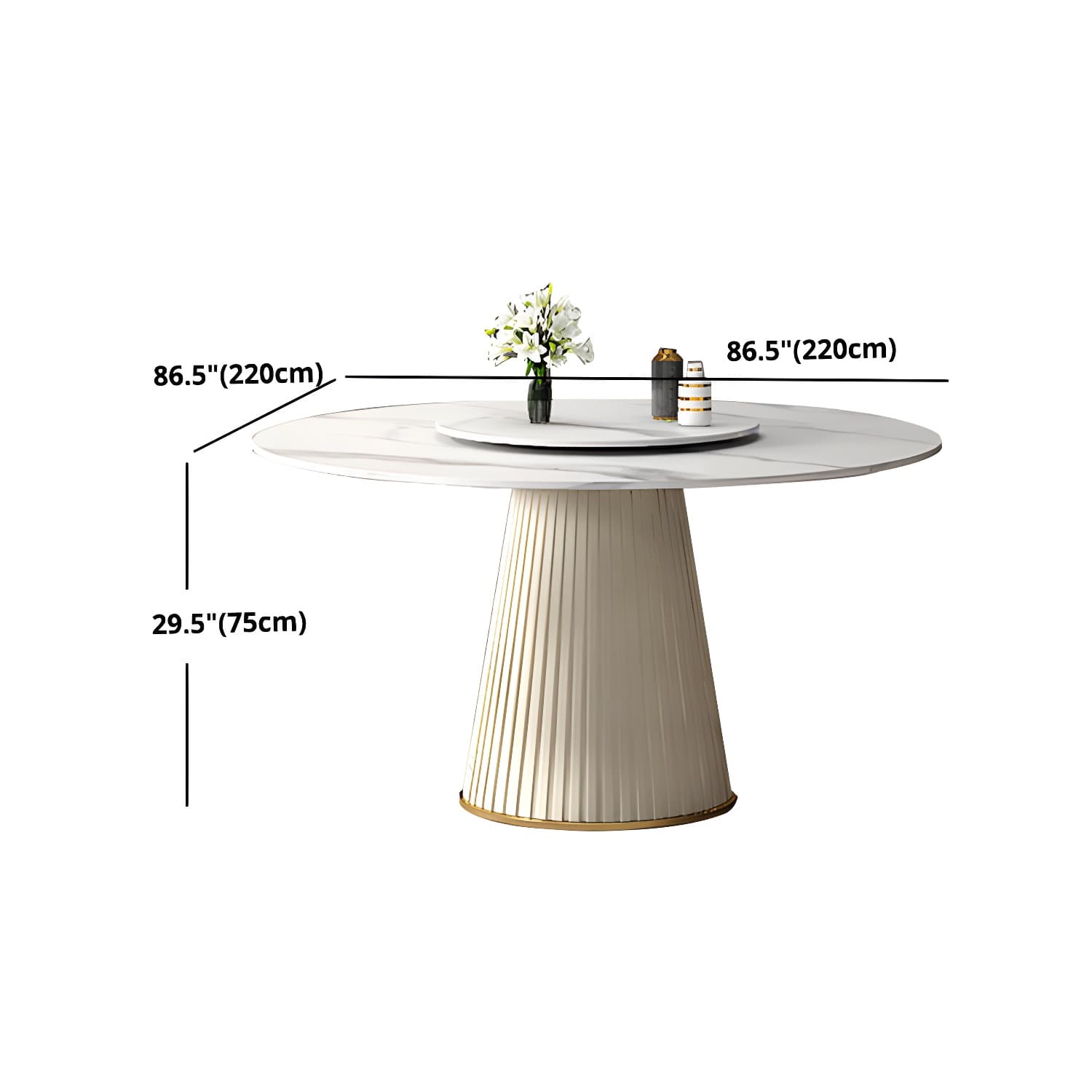 Modern Dinning Table with White Stone Round Dining Table for Kitchen - image 15