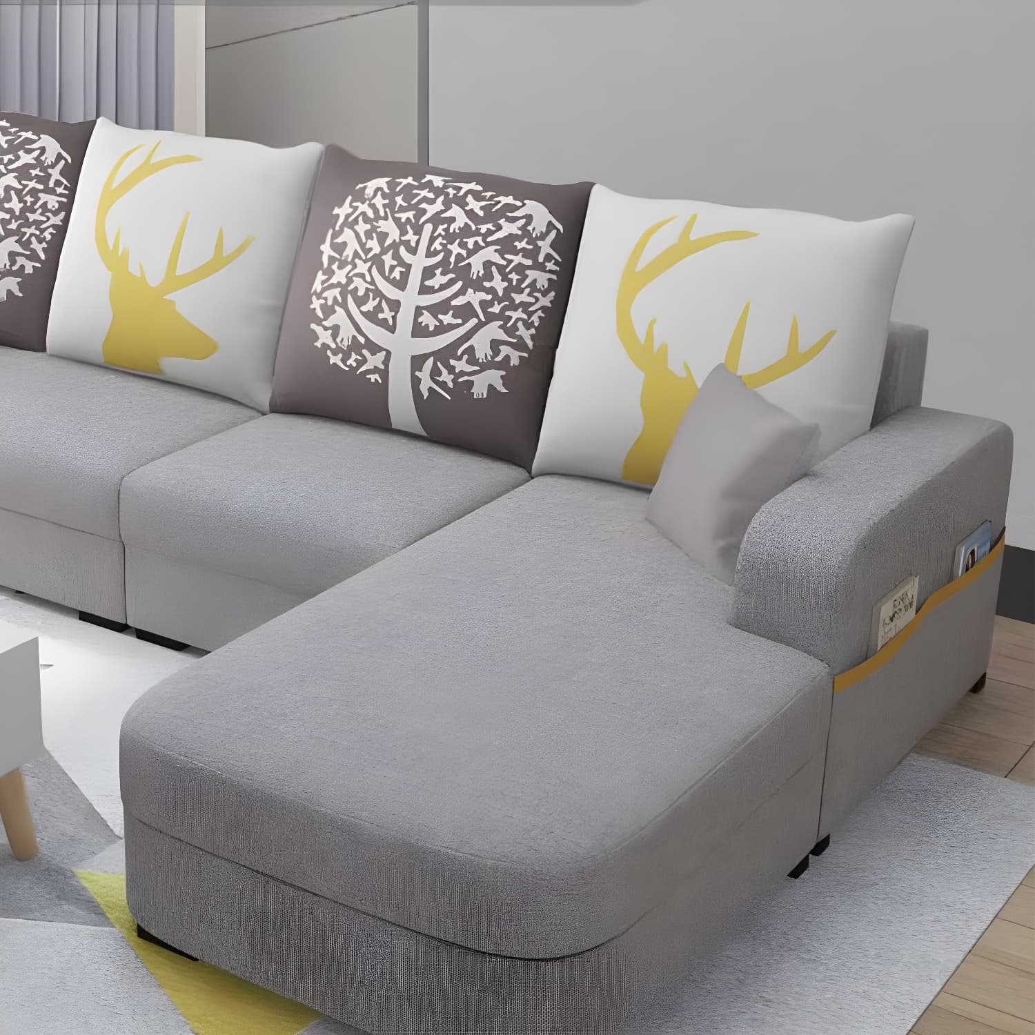 Modern Reversible L-Shape Wooden Frame Sectional Sofa with Square Arm and Storage Included - image 14