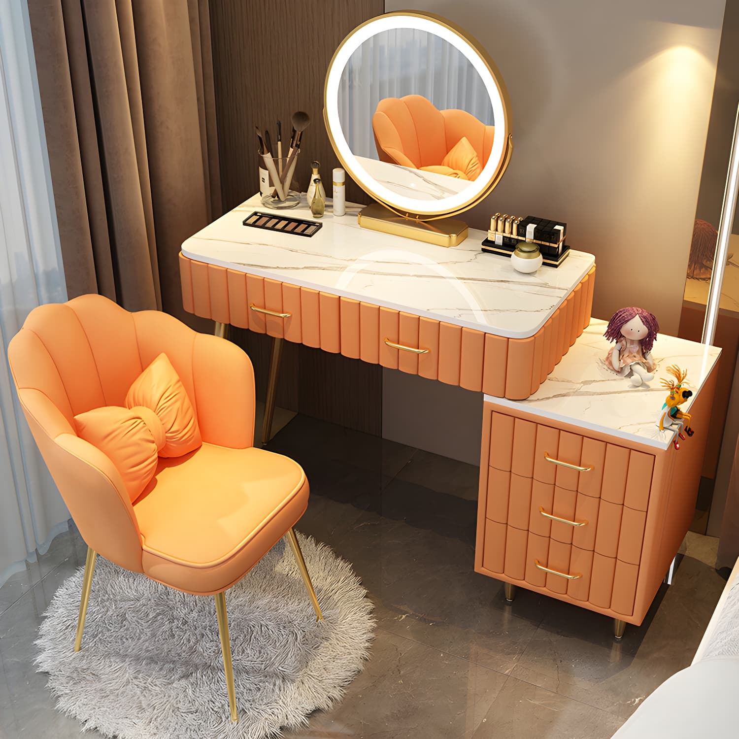 Wooden Makeup Vanity Storage Box Vanity Dressing Table for Bedroom - image 6