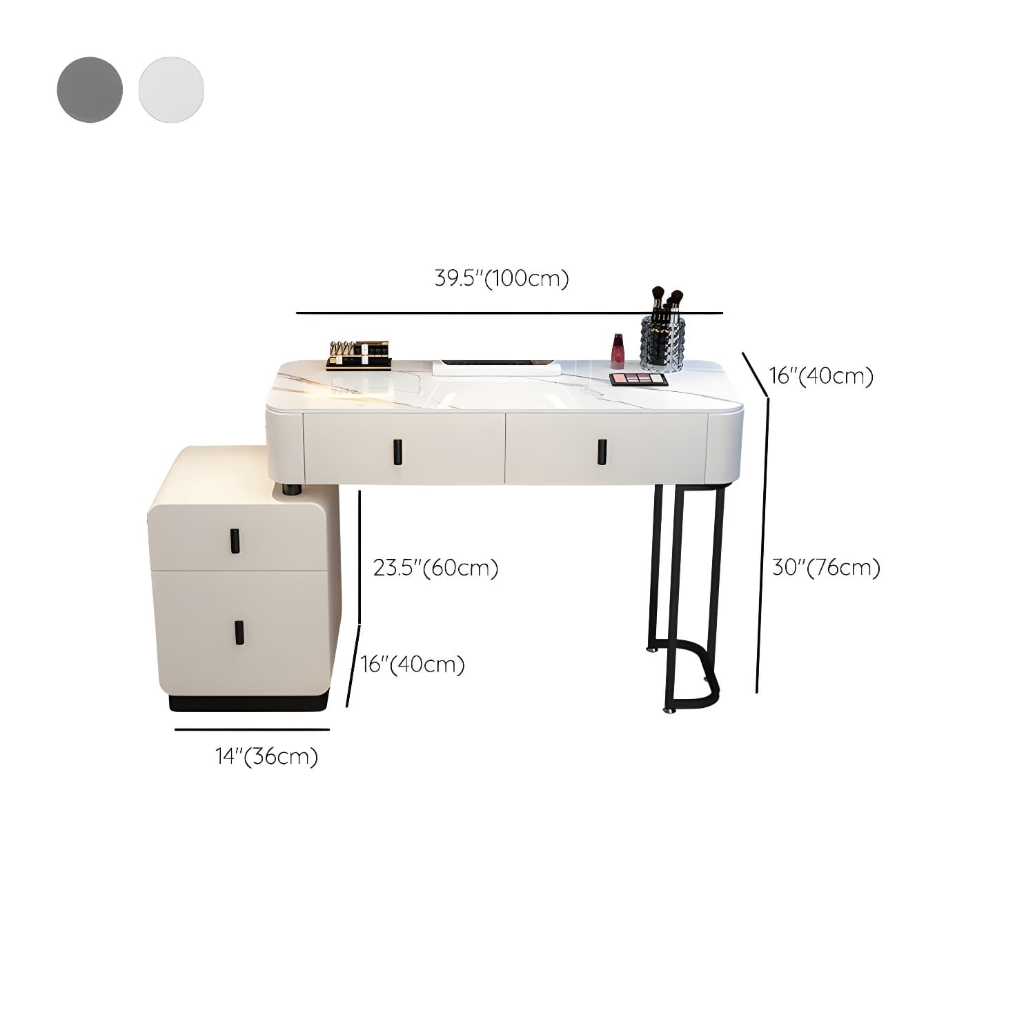Glam Stone Makeup Counter Bedroom Vanity Dressing Table with Drawer - image 30