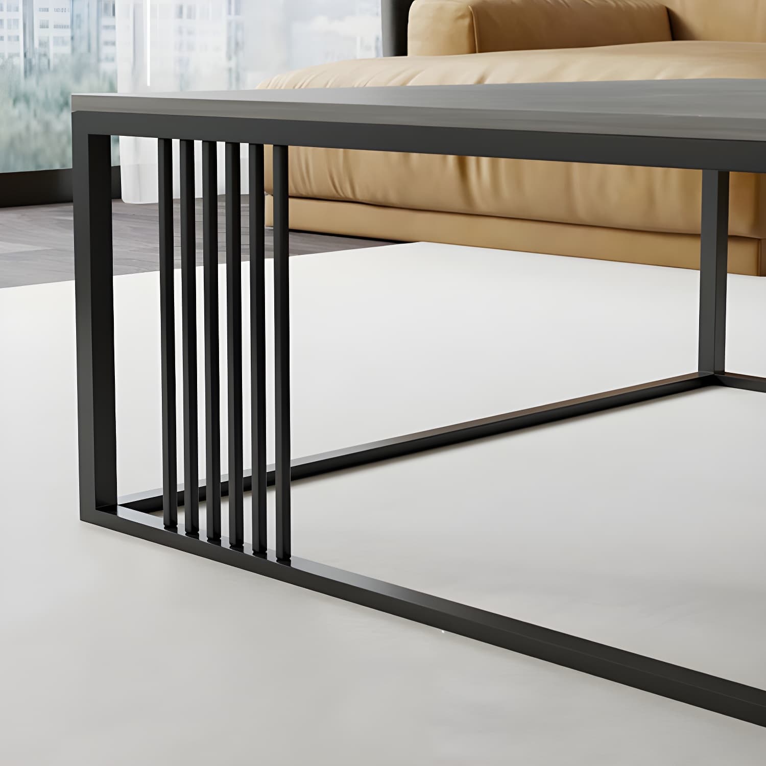 Glam Style Gold Iron Frame Coffee Table Gray Slate Table Top Coffee - image 8
