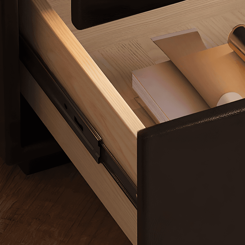 Organic Modern 2 Tiers Nightstand With Drawer Organization and Pleather Countertop - image 7