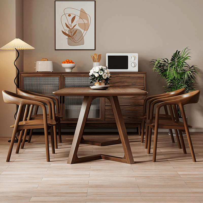 Wood Grain/Tan Simplistic Rectangular Lumber Fixed Dining Table for 6 People/for 4, Standard Table Height - image 3