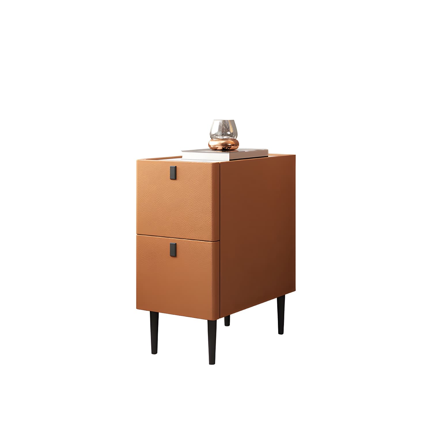 Modern Style Leather Polychromatic Choice of Black Cabinet Leg Nightstand - image 14