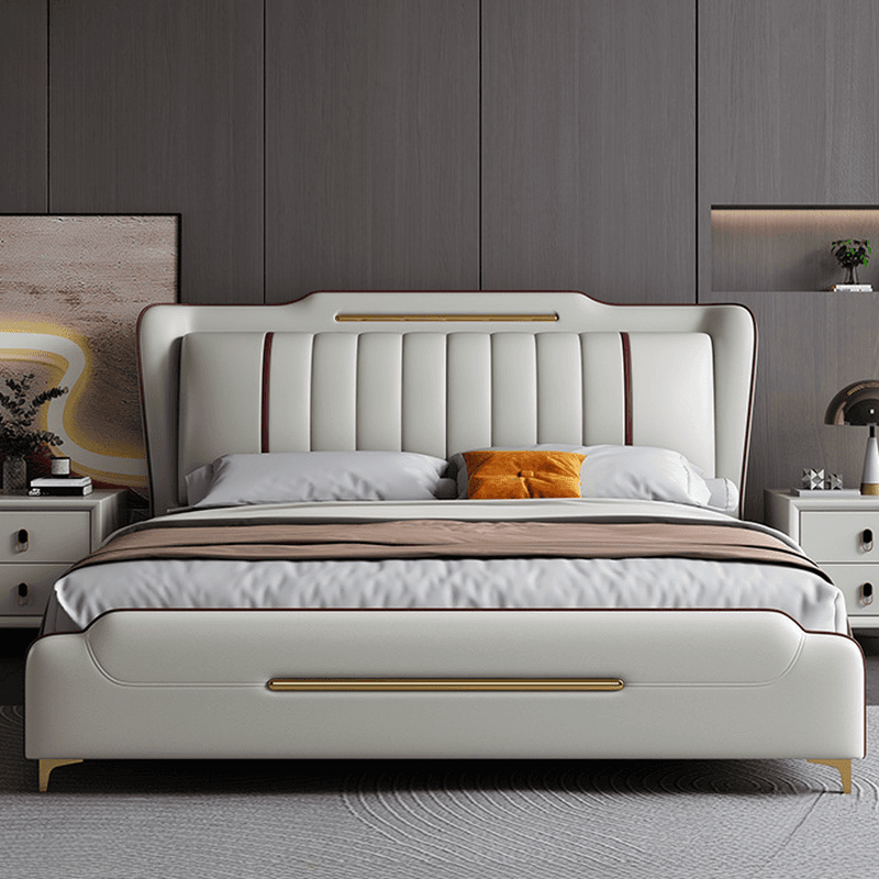 Light Gray Solid Color Storage Bed/Wingback Bed with 3 Storage Boxes, Pine Wood Frame for Living Room