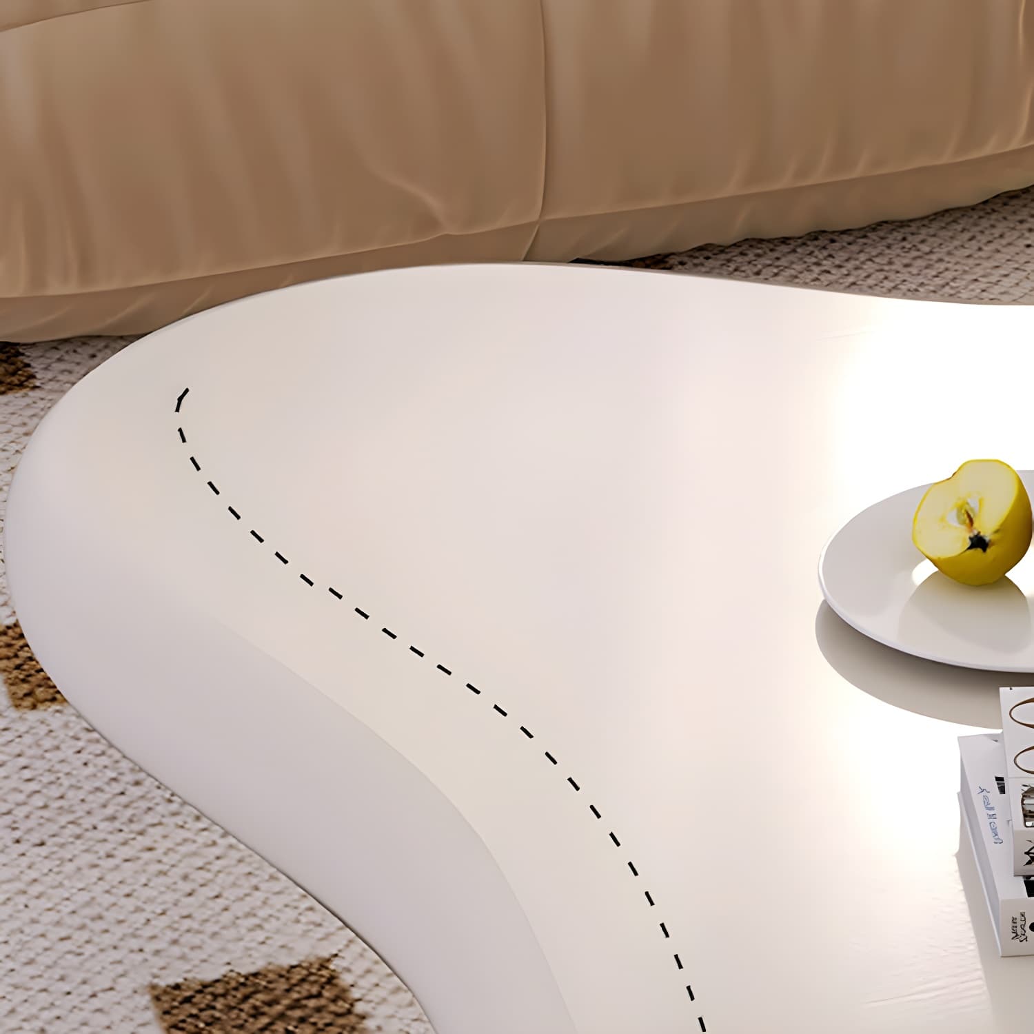 Nordic Irregular Coffee Table in White of 15.7" H with Acrylic Legs - image 6