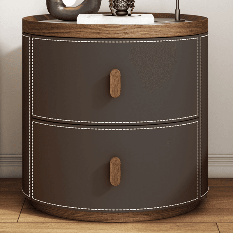 Art Deco 2 Tiers Nightstand With Drawer Storage and Stone Countertop - image 4