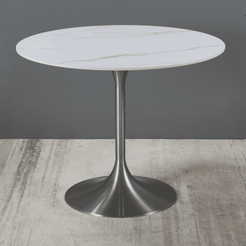 Chalk Circular Stone Art Deco/Glamorous Dining Table for 2, Scratch-immune & Fixed Table - image 4