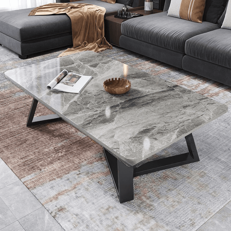 Funky Square Sintered Stone Coffee Table with X Base, Scratch-immune, and Single Set - image 3